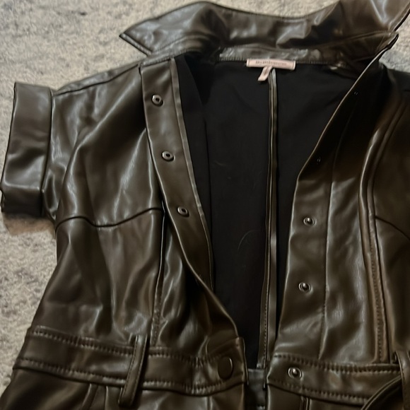 brown espresso faux leather romper in pristine condition size xs - Picture 2 of 5